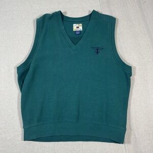 VTG 90s Cutter & Buck Golf Sweater Vest Green RTJ Trail logo Mens XL 100% cotton